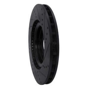 Mitsubishi Lancer Brake Rotor (1) - Front Left - R1 Concepts - Drilled & Slotted - Black - `08-`15